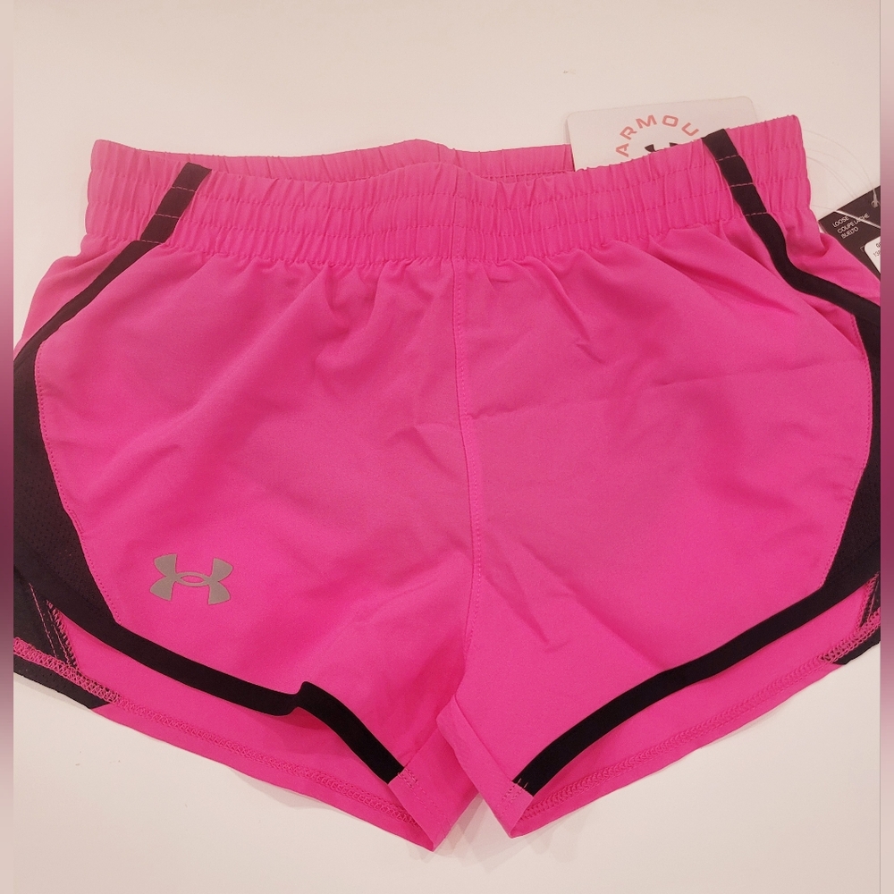 Under Armour Girl's Athletic Shorts - Pink and Mint - Picture 2 of 4